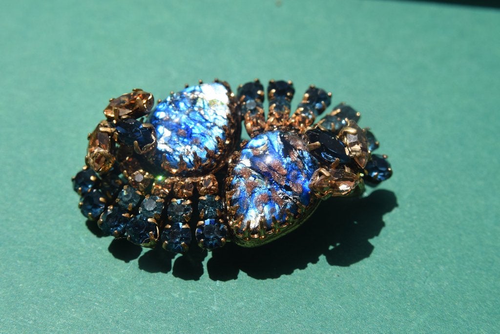 Vintage blauwe broche, Overige materialen, Blauw, Ophalen of Verzenden, Zo goed als nieuw