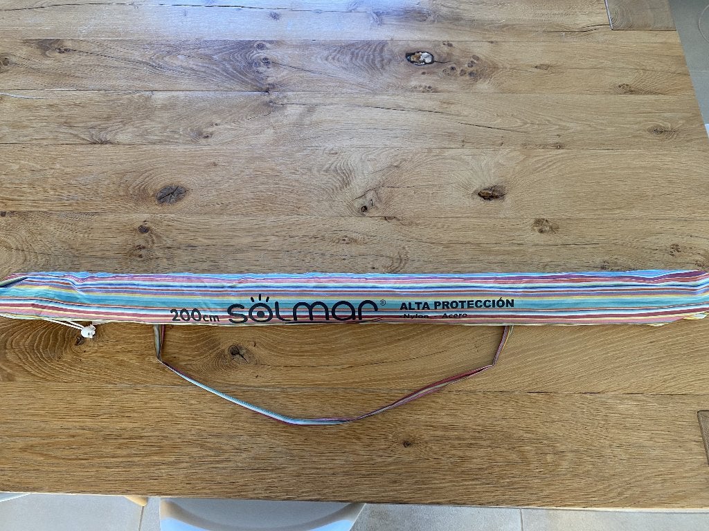 Gekleurde gestreepte parasol, Tuin en Terras, Ophalen, Gebruikt, Kantelbaar, 1 tot 2 meter