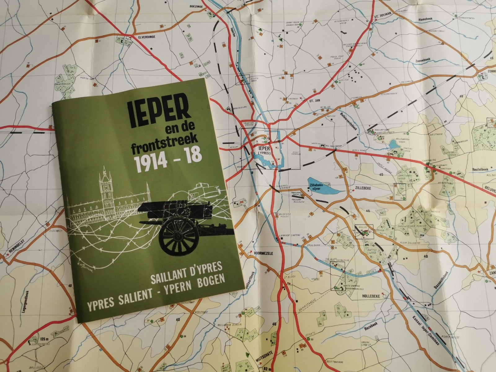 Ieper en de frontstreek 1914-18. Met frontkaart. Origineel., Ophalen of Verzenden, Voor 1940, Zo goed als nieuw, Algemeen