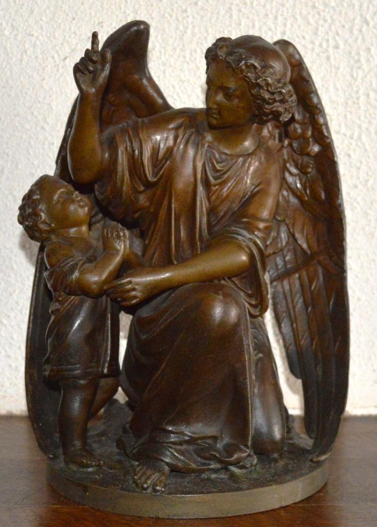 Beschermengel met kind , metaal 27 cm, Ophalen of Verzenden