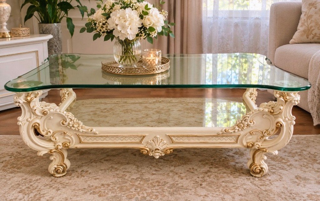 Table baroque italienne, Enlèvement, Utilisé, Verre