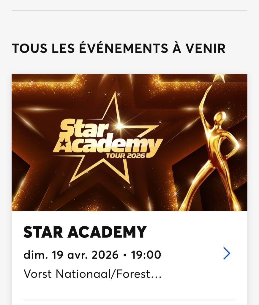 2 tickets de concert star ac Bruxelles, Deux personnes, Avril