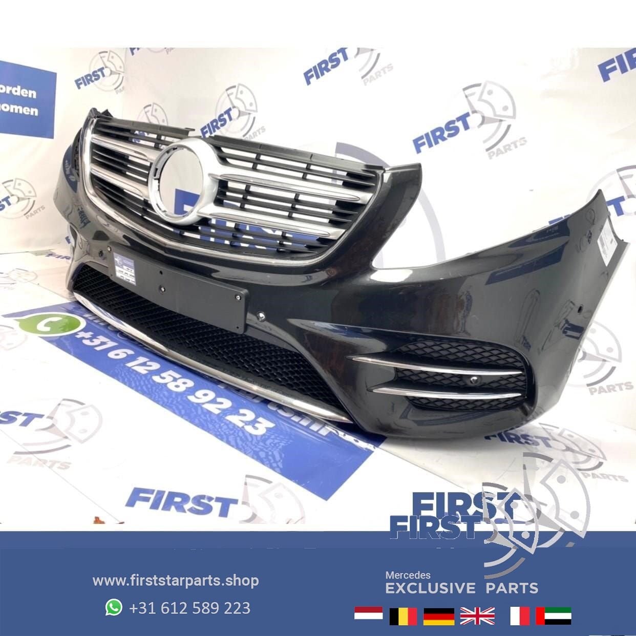 W447 VITO / V KLASSE AMG VOORBUMPER COMPLEET ZWART ORIGINEEL, Utilisé, -, Avant, -