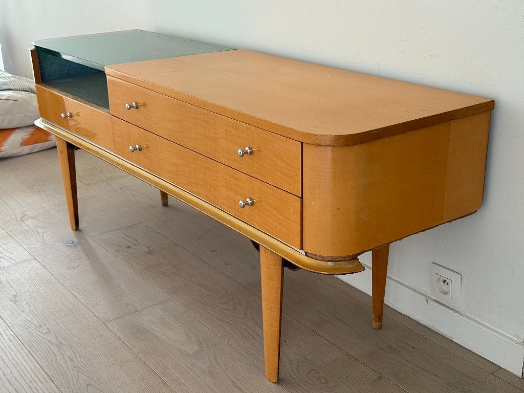 Vintage midcentury tv meubel / platenspeler kast, 25 à 50 cm, Moins de 100 cm, Enlèvement, Utilisé
