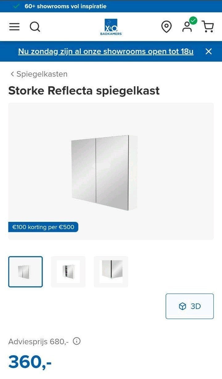 Storke Reflecta spiegelkast

95x75 CM - mat wit, Neuf, Armoire à miroir, Moins de 25 cm, Moins de 100 cm