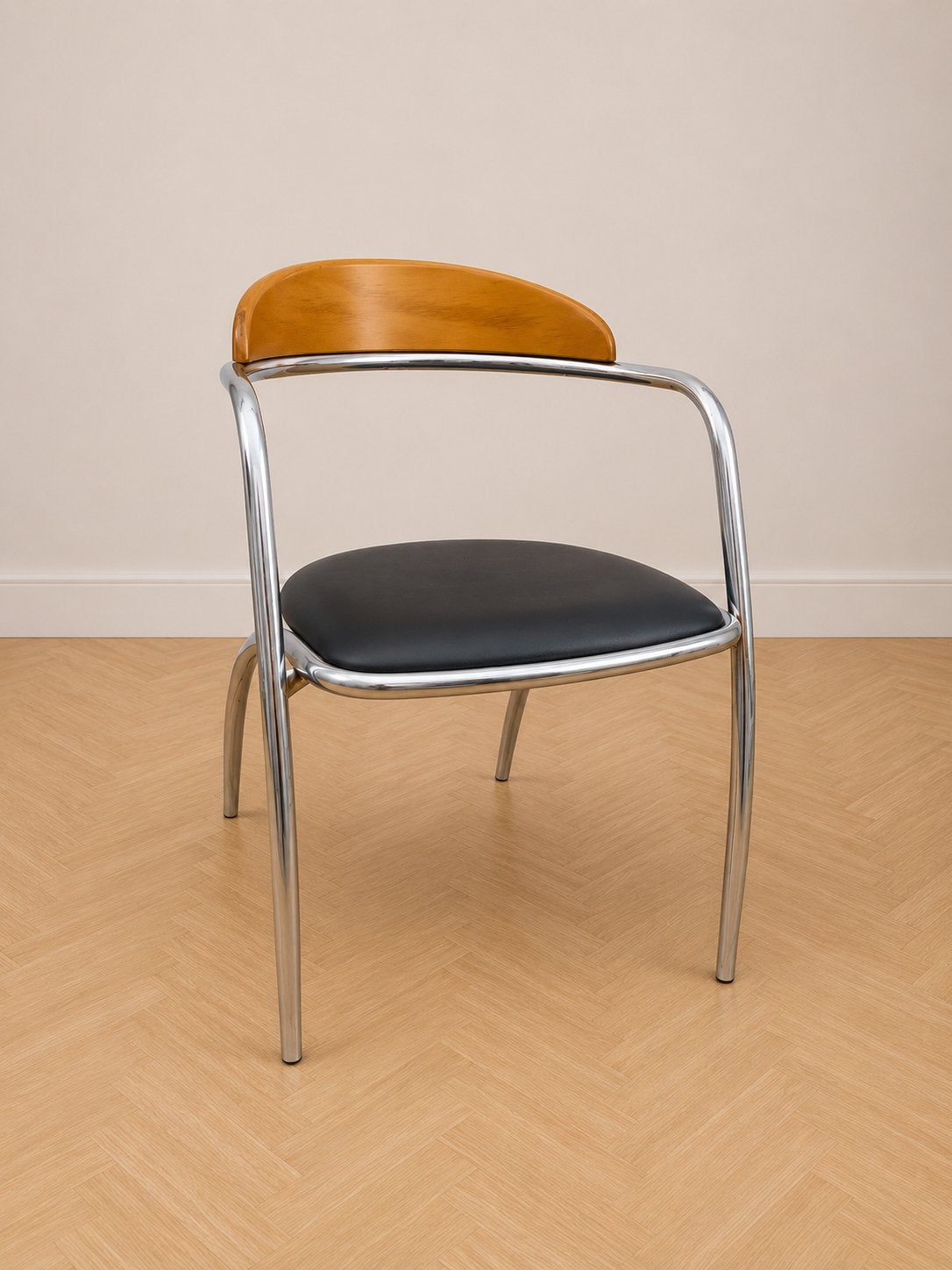 Set van 2 design bezoekersstoelen – chroom, – vintage, Huis en Inrichting, Ophalen, Zo goed als nieuw