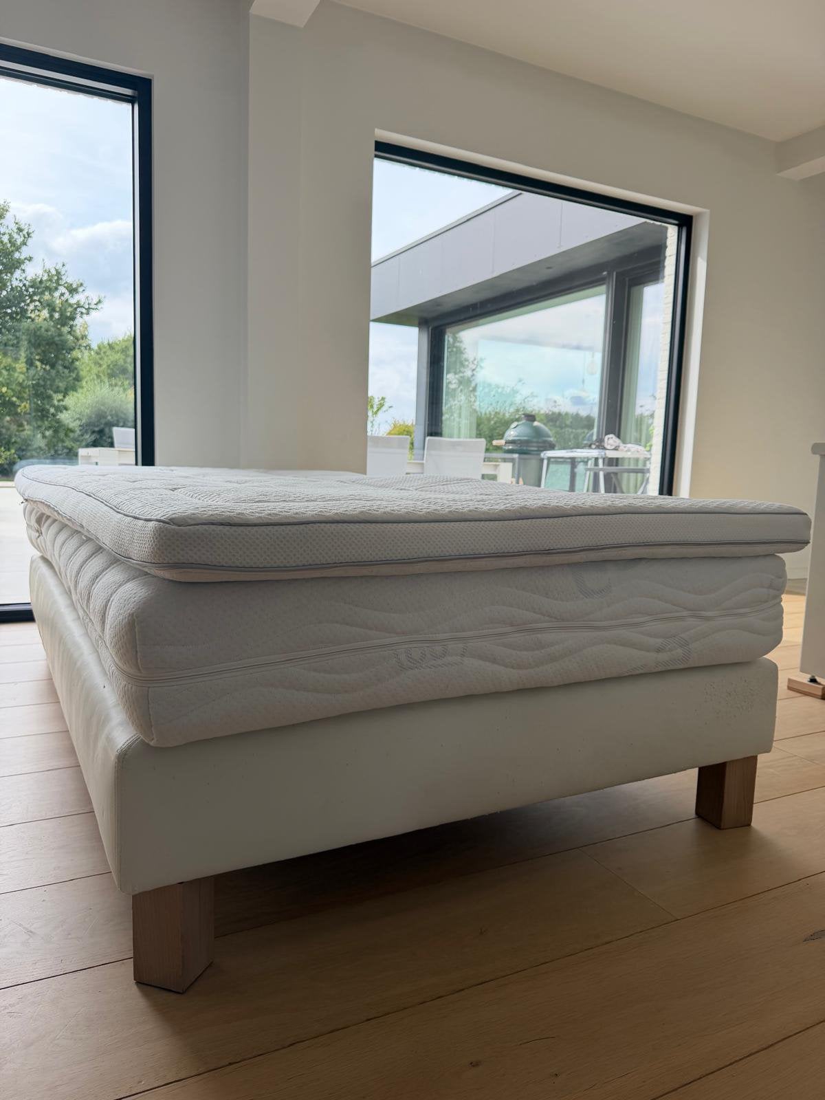 VELDA Boxspring 120 x 200cm (2 stuks beschikbaar), Queen size, Beige, Enlèvement, Utilisé