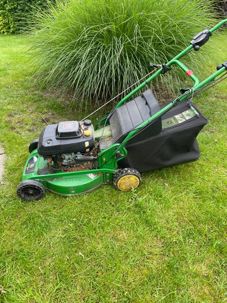 Grasmaaier johndeere met 5pk kawasaki motor, Ophalen, Cirkelmaaier, Gebruikt, 50 cm of meer