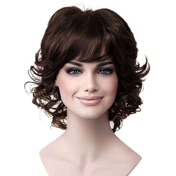 Moderne pruik kort krullend haar lichtbruin kleur 8, Verzenden, Nieuw