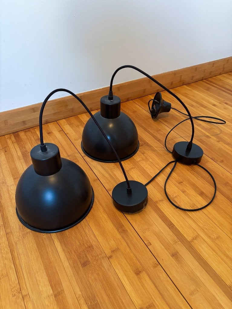 Twee zwarte hanglampen, Synthétique, Enlèvement, Modern, E27 (grand)