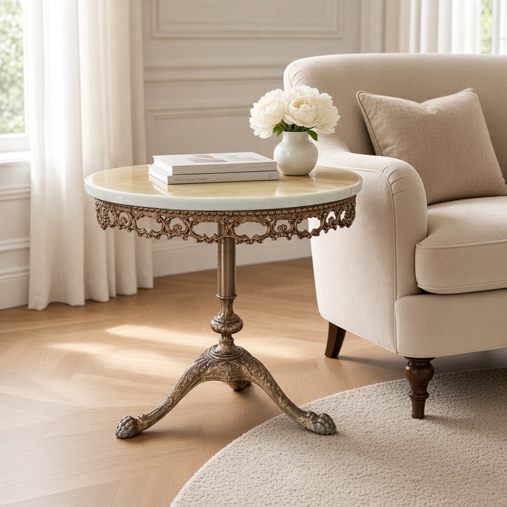 Table d'appoint vintage en marbre, Antiquités & Art, Enlèvement ou Envoi
