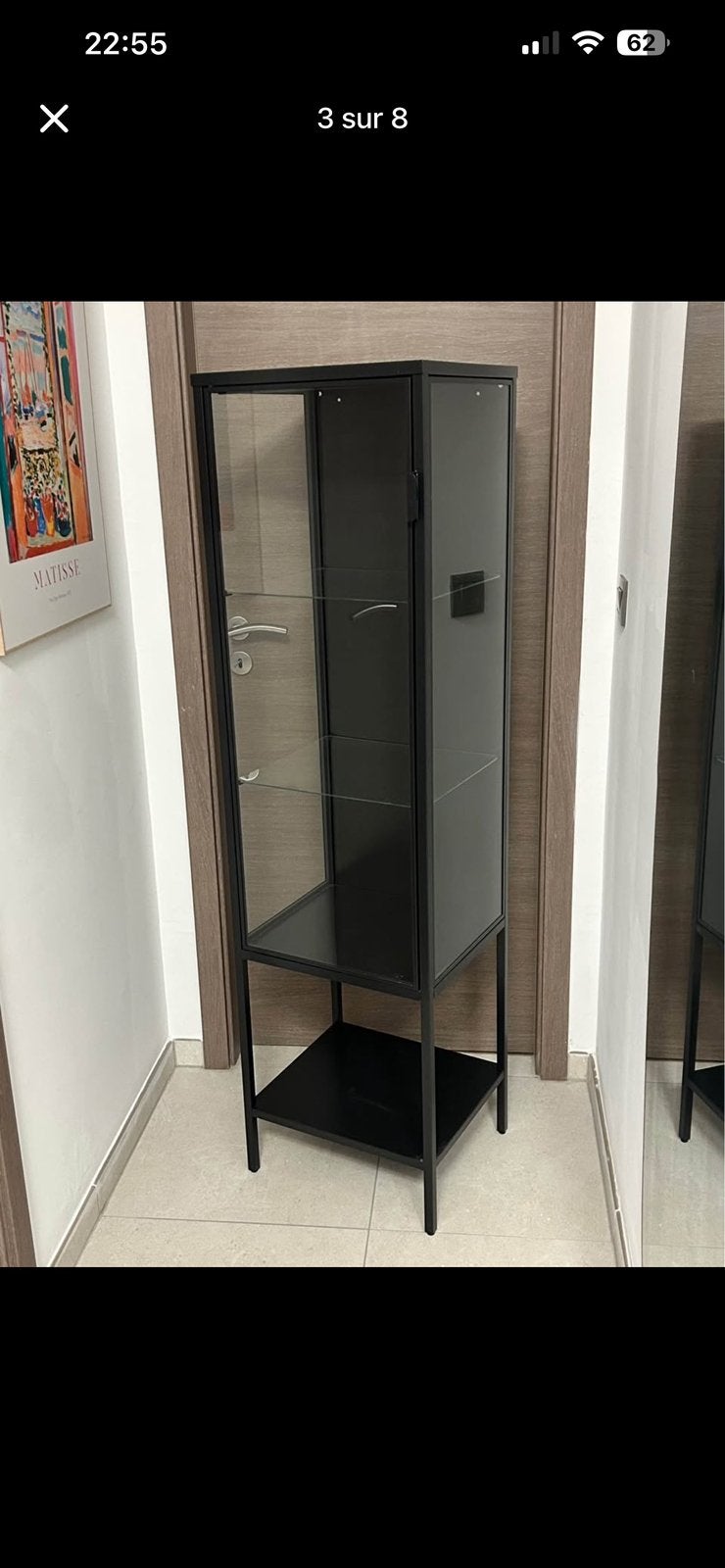 Vitrine IKEA RUDSTA anthracite – Excellent état, 25 à 50 cm, Avec porte(s), Comme neuf, Verre