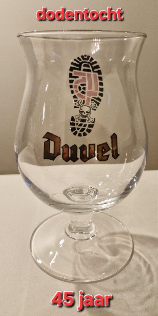DUVEL - DODENTOCHT 45 JAAR, Verzamelen, Biermerken, Ophalen of Verzenden, Zo goed als nieuw, Glas of Glazen, Duvel