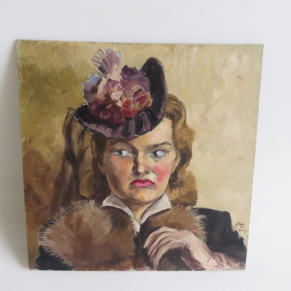 Yolande Ide Schilderij olie op paneel "Betty" 1954, Ophalen of Verzenden, Paneel