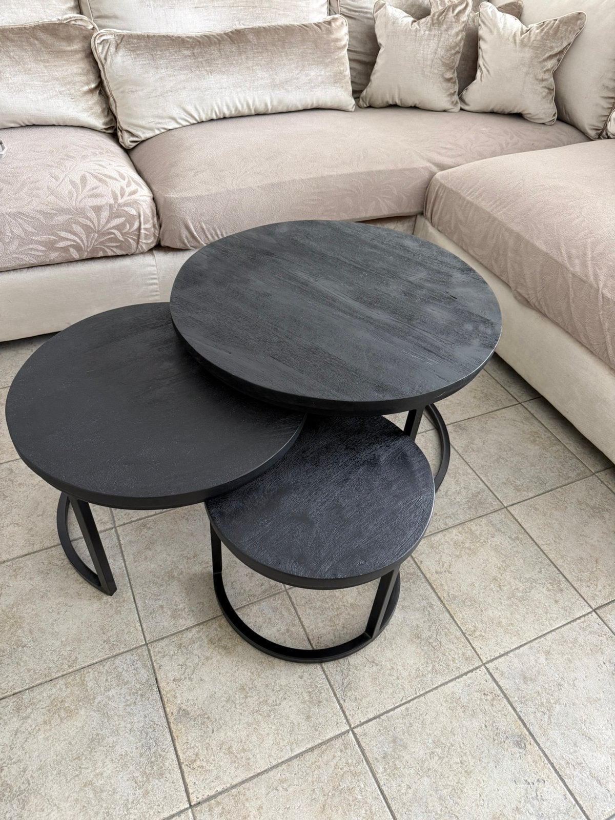 Set salon tafels mangohout, Huis en Inrichting, Ophalen, 50 – 75, Gebruikt, 50 tot 100 cm