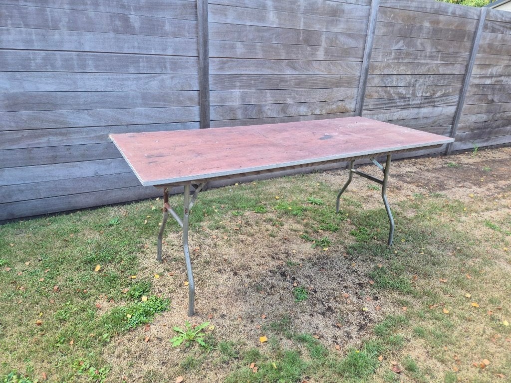 tafel, Tuin en Terras, Ophalen, Gebruikt, Rechthoekig, Hout