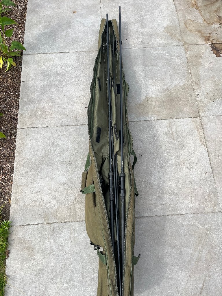12ft karperhengelset met shimano molens, Ophalen, Gebruikt, Complete set