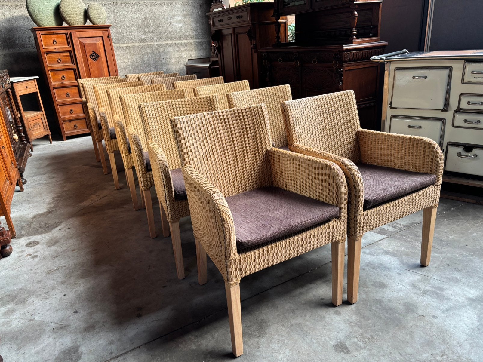 Rotan stoelen 8 Stuks Goede staat incl. Kussens., Ophalen, Zo goed als nieuw