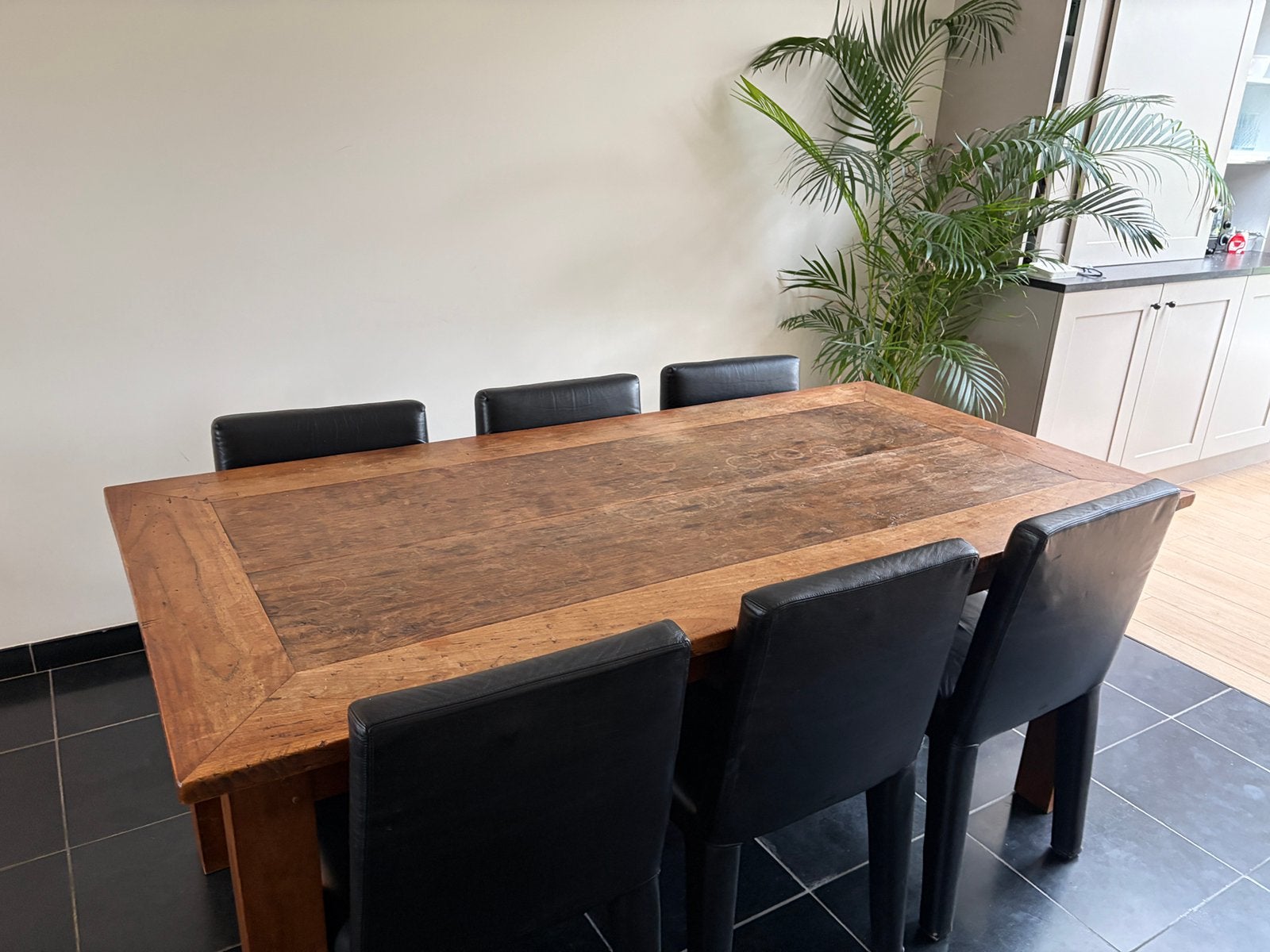 Eettafel in oude teak, Teck, 150 à 200 cm, Cinq personnes ou plus, Enlèvement