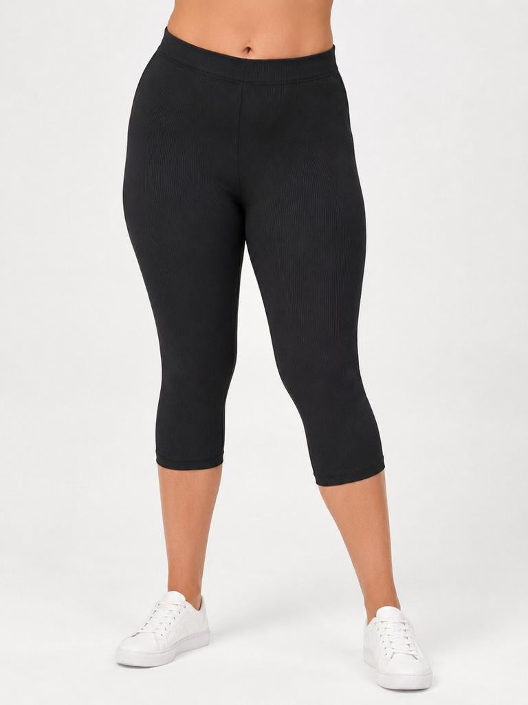 Legging capri côtelé noir taille haute — taille 3XL, Neuf, Taille 46/48 (XL) ou plus grande, Enlèvement ou Envoi, Issa plus