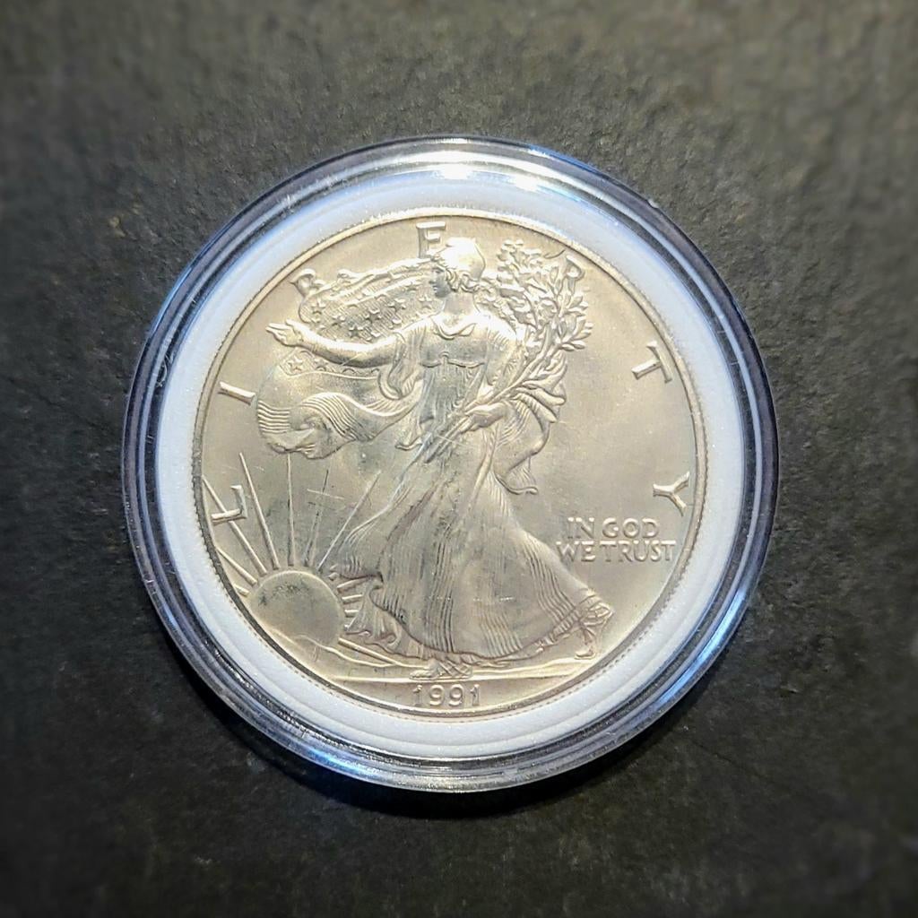 Am. Silver Eagle 1991 - 1 Oz./.999, Postzegels en Munten, Ophalen of Verzenden, Zilver