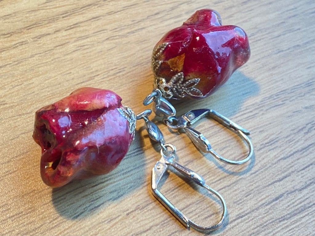Boucles d'oreilles en véritable boutons de rose, Neuf, Enlèvement ou Envoi, Rose, Argent