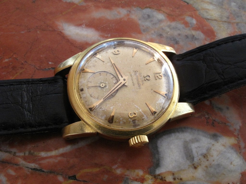 Omega Seamaster Or 18K Automatique, Handtassen en Accessoires, Met bandje, Polshorloge, Omega, Goud