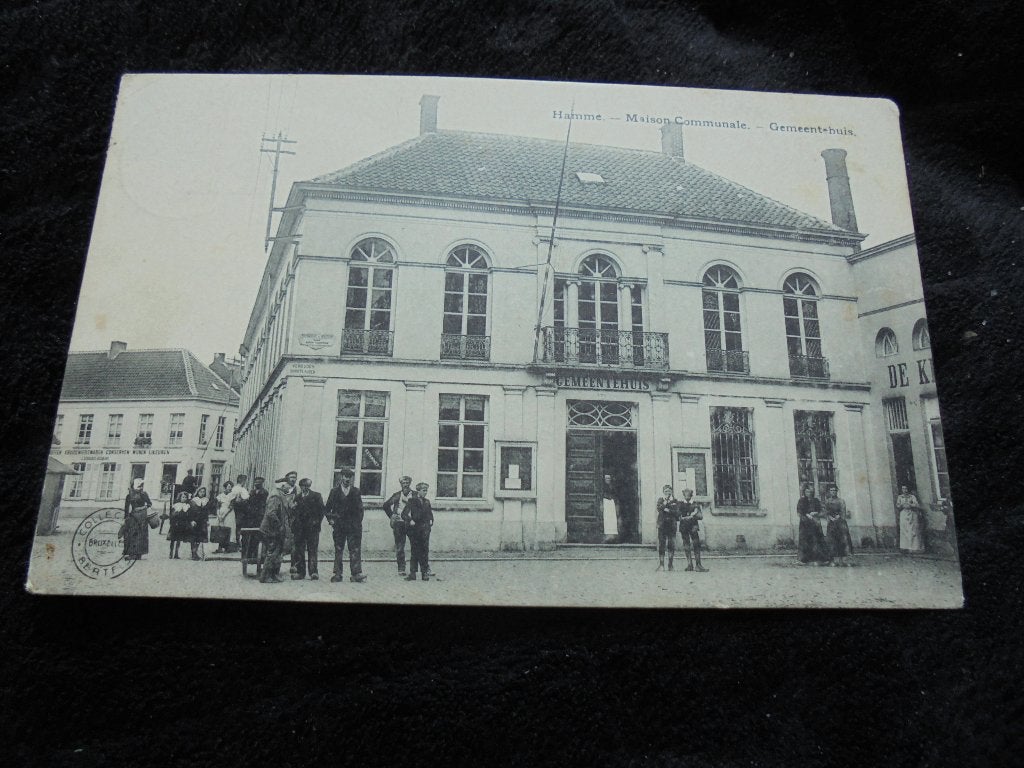Beschreven Oude Postkaart Hamme Gemeentehuis, Verzamelen, Verzenden
