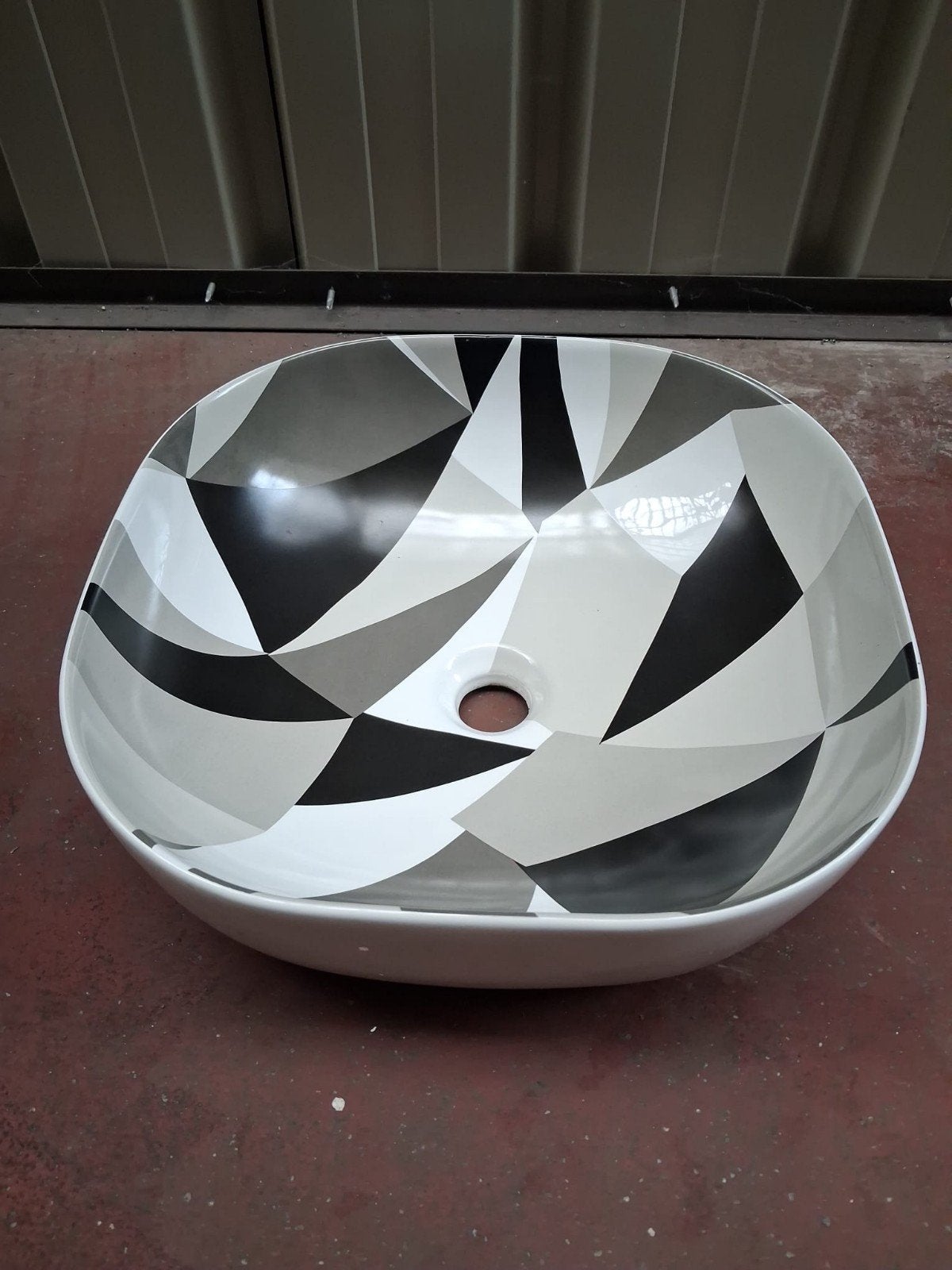 Vasque à Poser Neuve - Carrée 42x42 cm noir et blanc