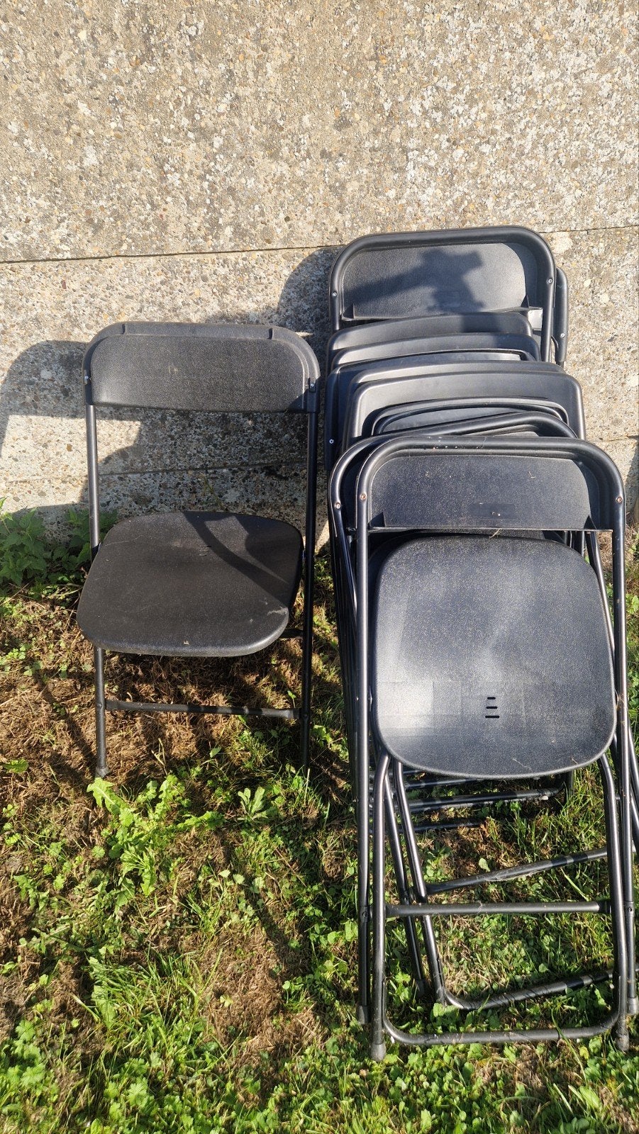 11 plooi stoelen + plooitafel, Tuin en Terras, Ophalen