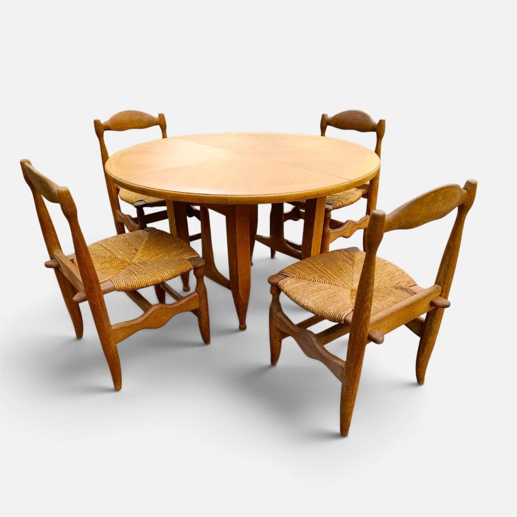 Guillerme et Chambron Dining set tafel + 4 stoelen Charlotte, Antiek en Kunst, Ophalen of Verzenden