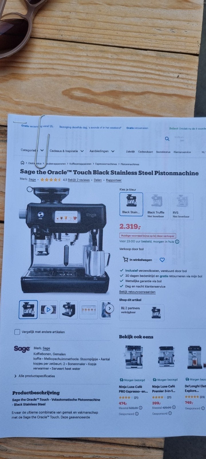 Sage thé Oracle touch, Elektronische apparatuur, Koffiezetapparaten, Ophalen of Verzenden