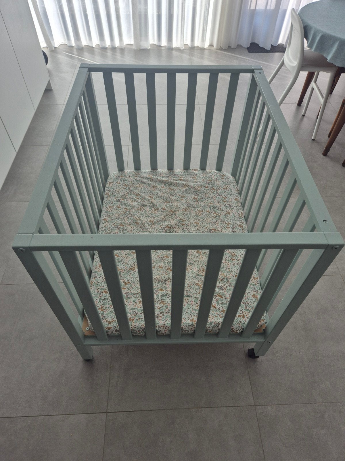 Babypark, lichtblauw., Ophalen, Gebruikt, Rechthoekig, In hoogte verstelbaar
