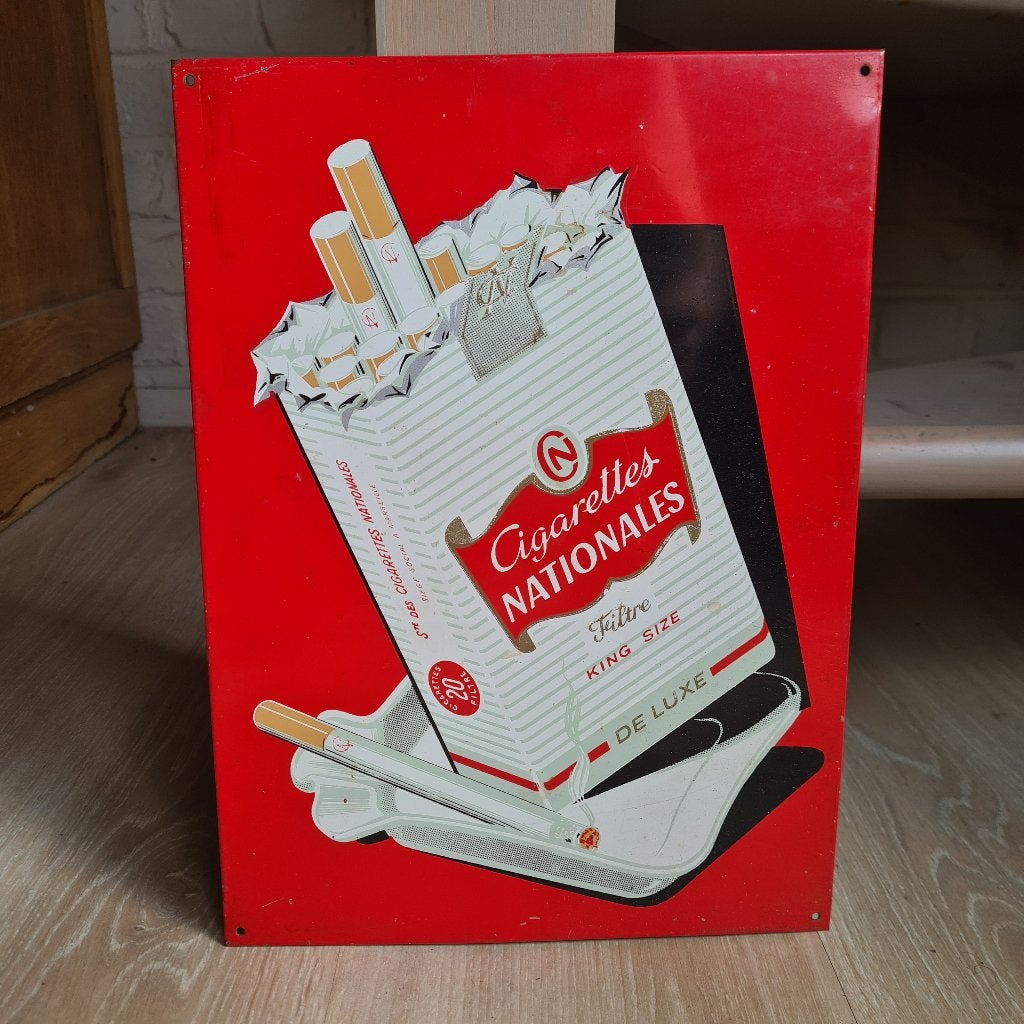 Cigarettes Nationales 1960, Ophalen of Verzenden, Reclamebord