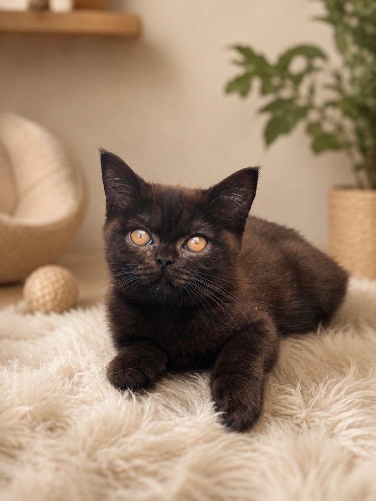 British shorthair noir femelle, Chat, Avec pedigree, 0 à 2 ans