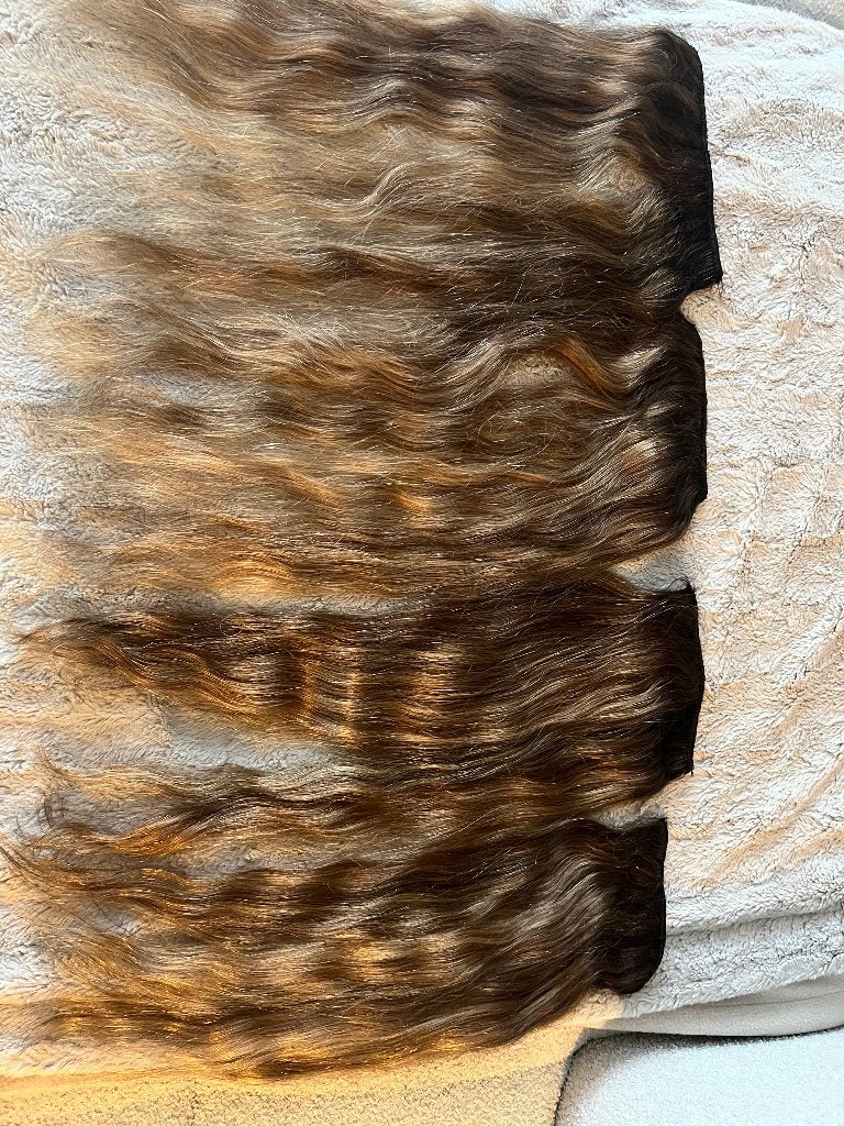 Haar extensions clip in (echt haar), Ophalen of Verzenden, Zo goed als nieuw, Pruik of Haarverlenging
