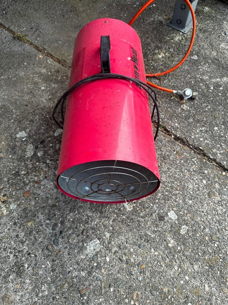 Bouwkachel incl. gasslang en drukregelaar, Enlèvement, Comme neuf