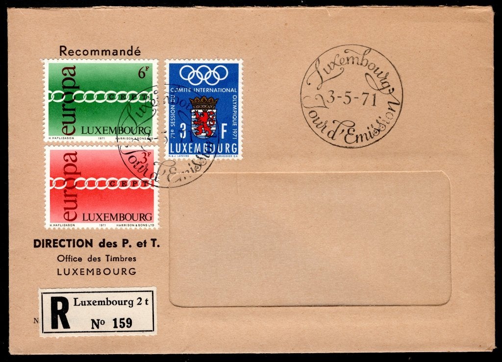 LUXEMBOURG Yt. 774/775-777 FDC 1971, Envoi, Luxembourg, Affranchi