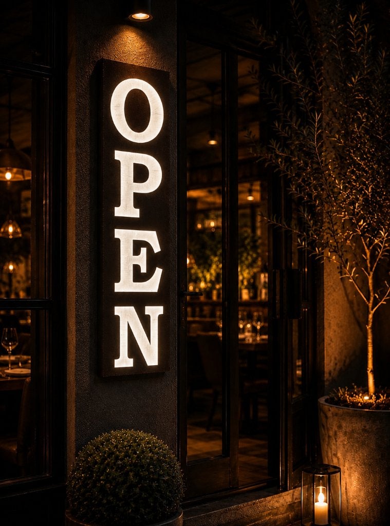OPEN sign in cortenstaal, Ophalen