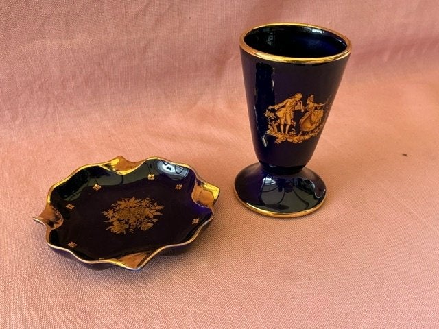 Bol et tasse bleus Limoges, Antiquités & Art, Enlèvement ou Envoi