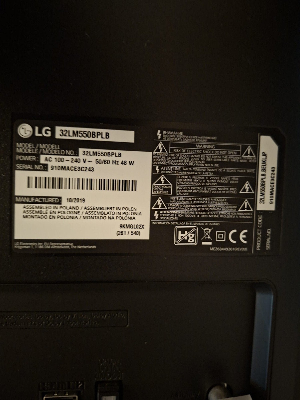 TV LG, Ophalen