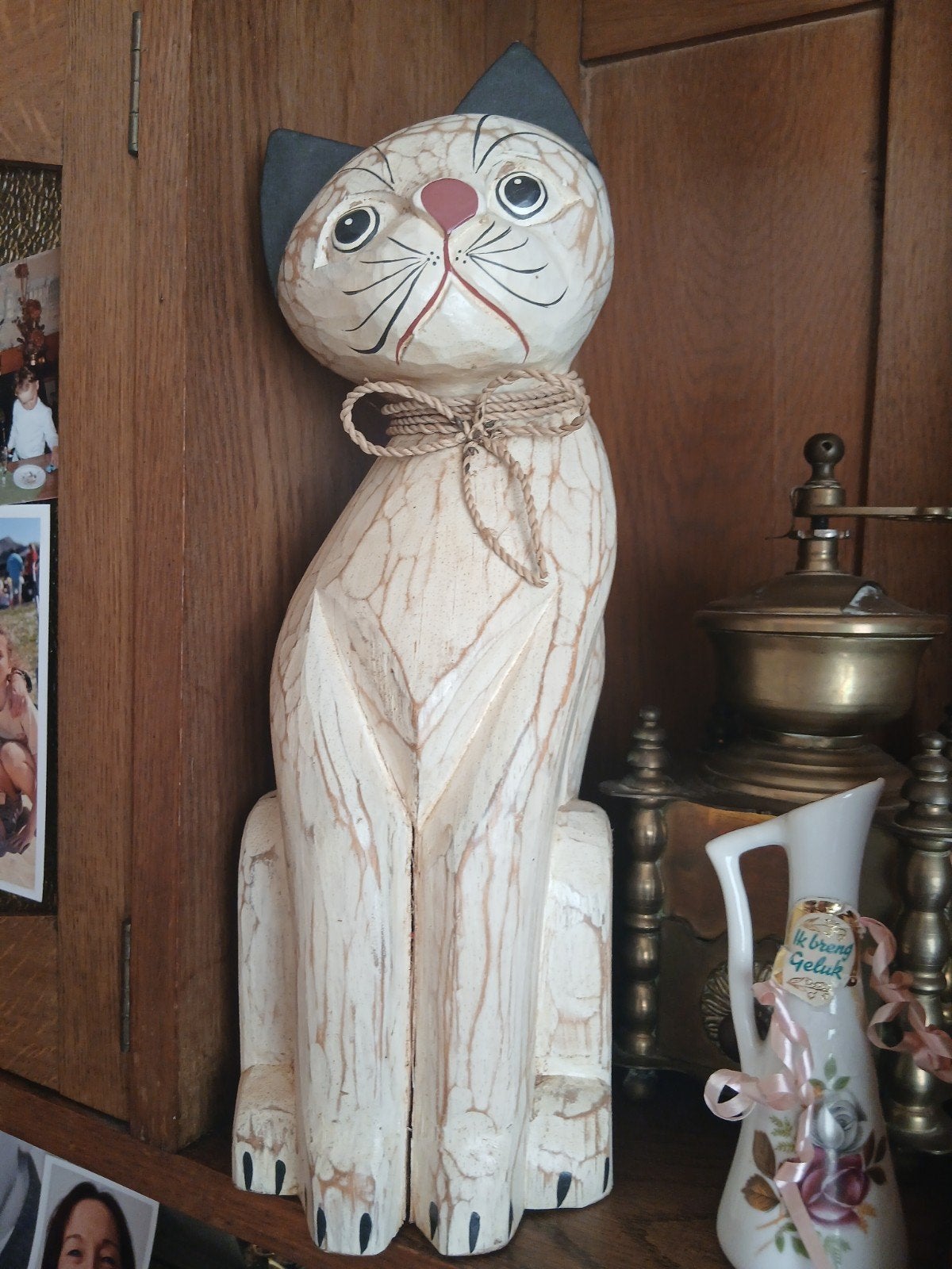 Kat in hout 34cm hoog, Antiek en Kunst, Ophalen