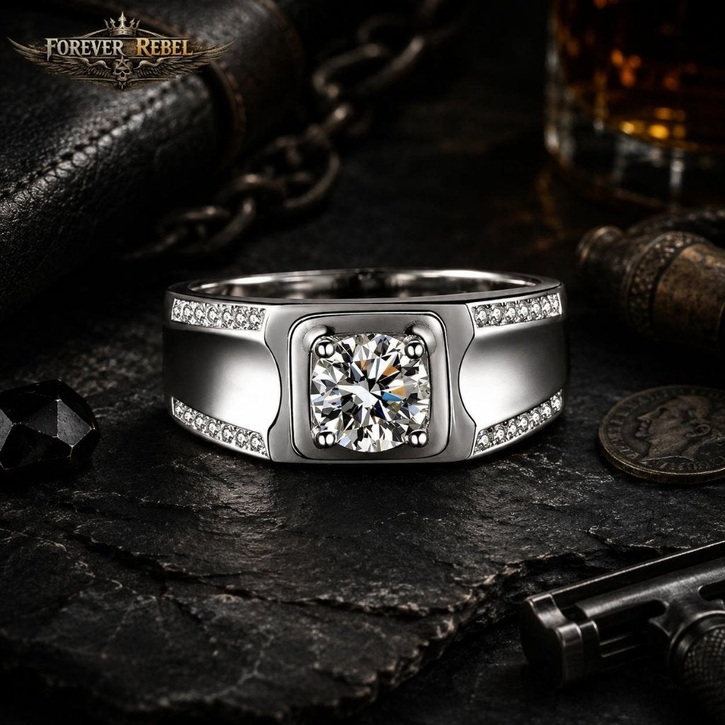 Imperium Ice Moissanite Ring 925 Zilver - Diverse Maten, Neuf, Avec pierre précieuse, Homme, Argent