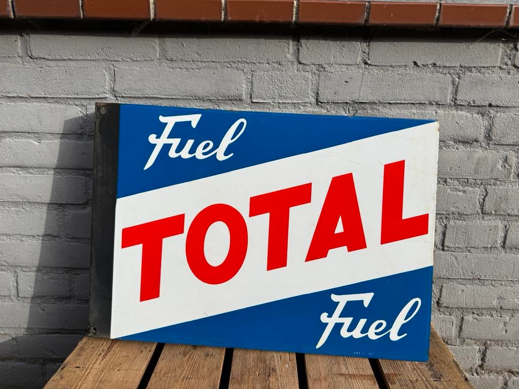 Panneau d'affichage ancien émaillé TOTAL Petrol, Collections, Marques & Objets publicitaires, Utilisé, Panneau publicitaire, Enlèvement ou Envoi