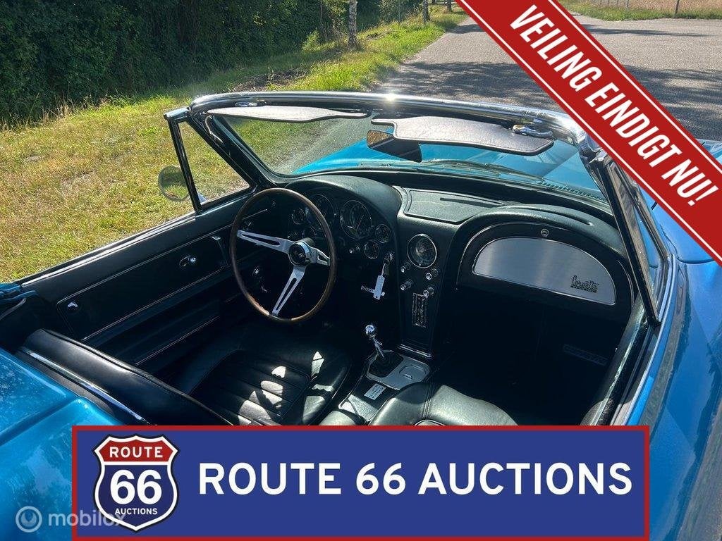 Chevrolet Corvette C2 Sting Ray | 1966 | Route 66 Auctions, Chevrolet, Zwart, Bedrijf, Handgeschakeld
