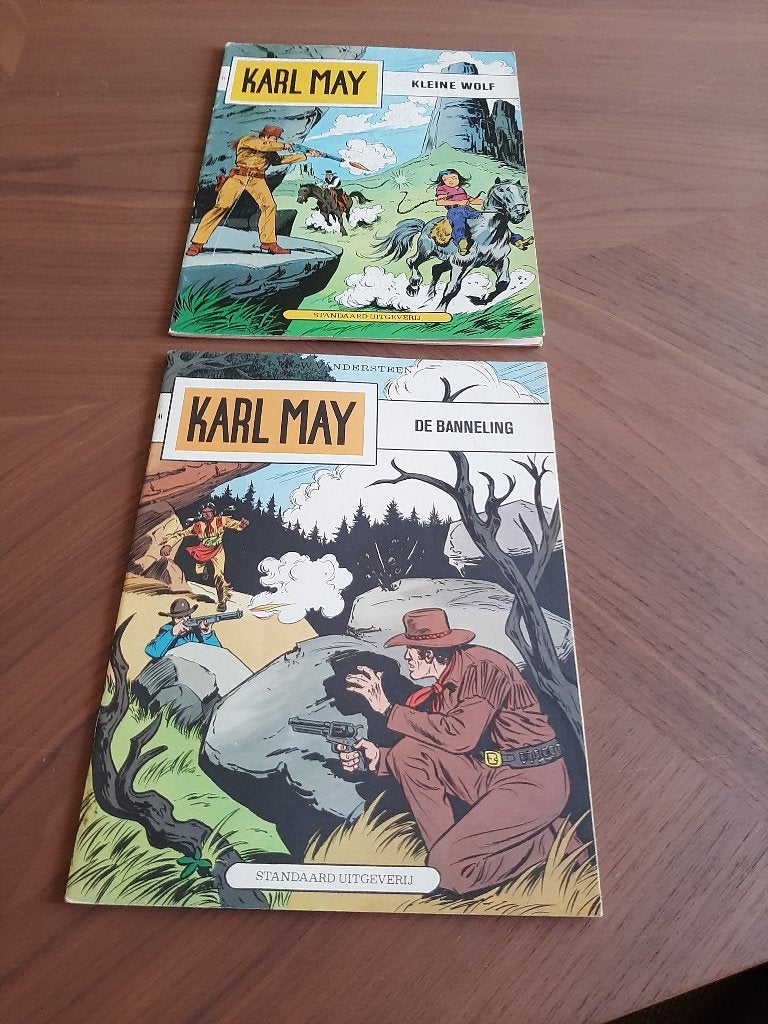 2 oude "Karl May" strips nr 41-44   1 druk, Boeken, Meerdere stripboeken, Ophalen of Verzenden, Zo goed als nieuw, Willy Vandersteen