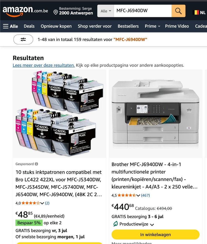Imprimante tout-en-un Brother MFC-J6940DW A3 - NEUVE, Informatique & Logiciels, Imprimantes, Enlèvement ou Envoi, Neuf, Imprimante à jet d'encre