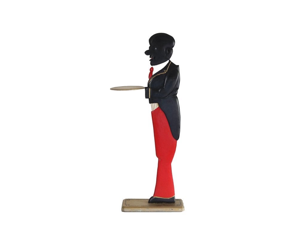 Houten butlerstandaard met dienblad uit de jaren 50., Enlèvement