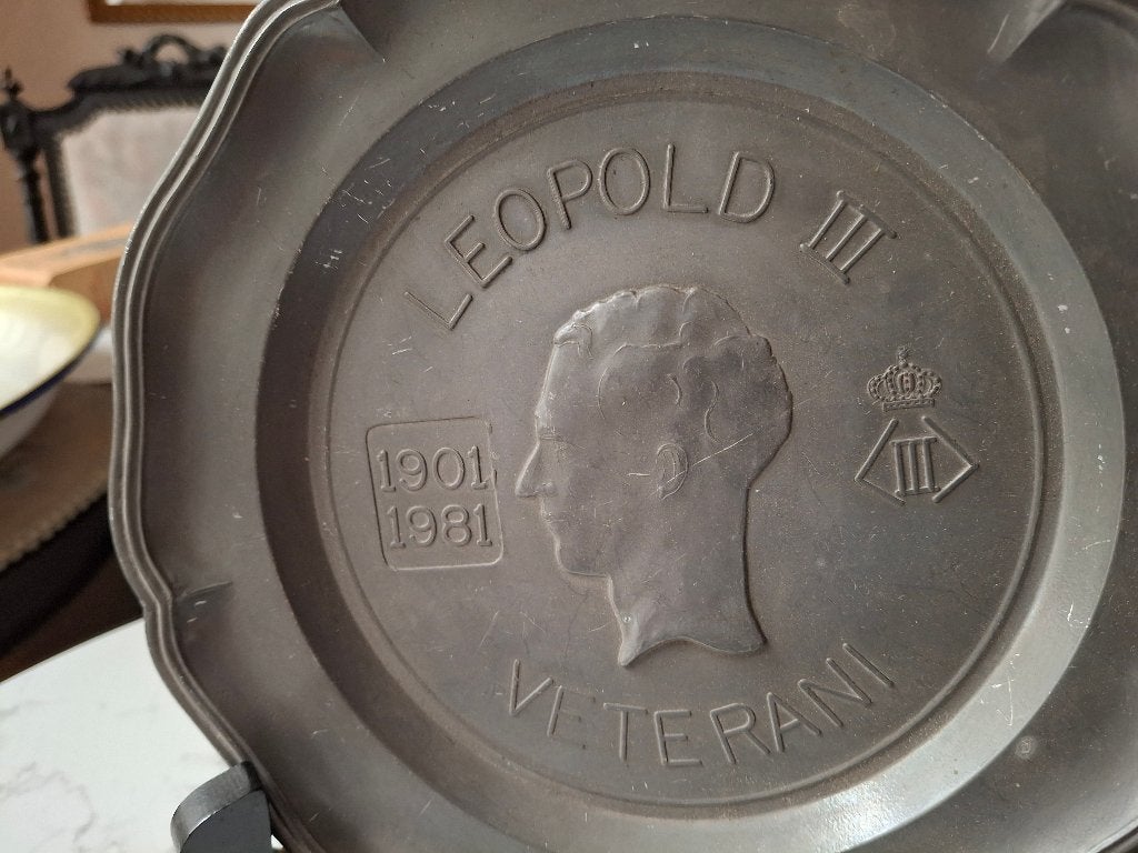 Tinnen bord Koning Leopold III, Verzenden, Gebruikt, Overige typen