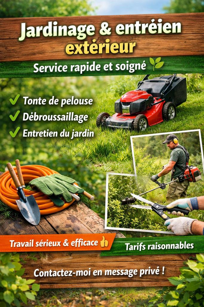 Jardinage & entretien extérieur : service rapide et soigné, Enlèvement ou Envoi
